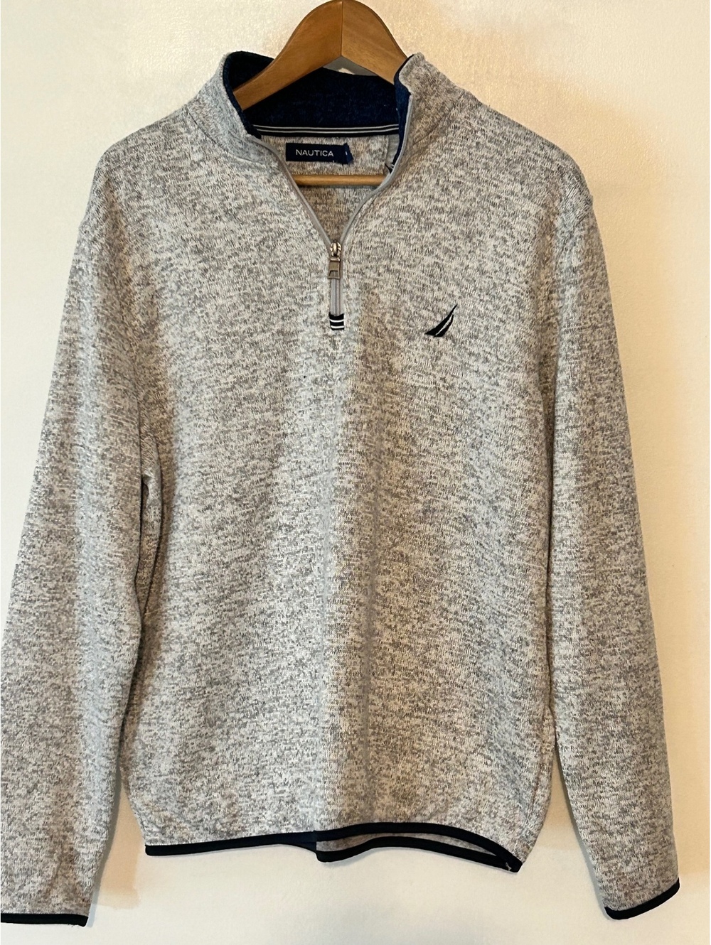 Nautica Men's Gray Quarter Zip Pullover Sweater Size M